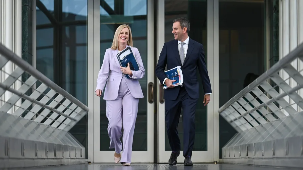 Finance minister and minister for women Katy Gallagher, with treasurer Jim Chalmers. 