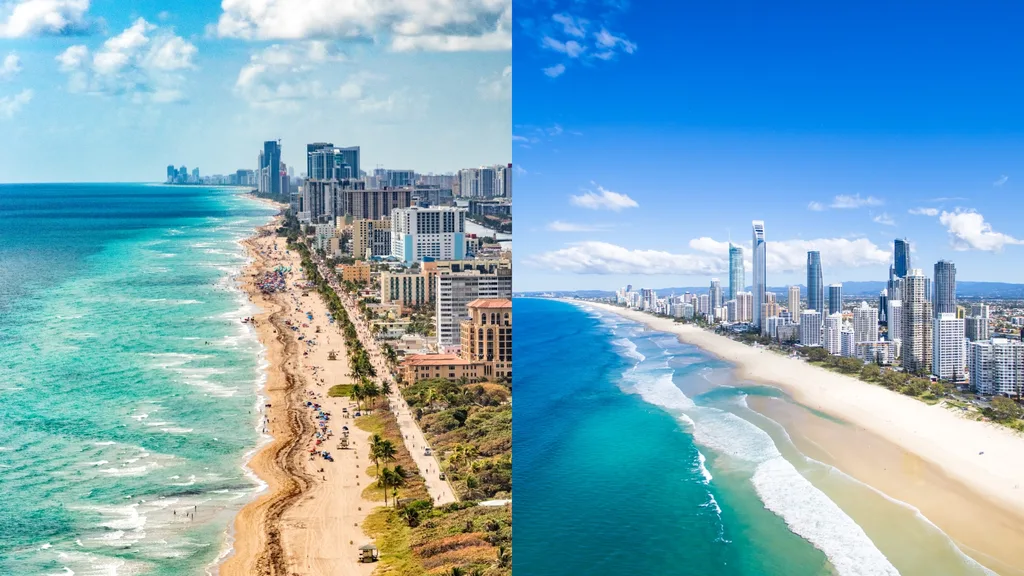 Miami (Left) and The Gold Coast's Surfers Paradise (Right) 