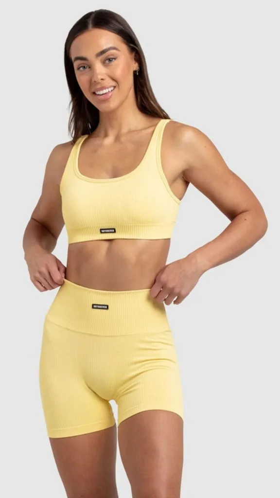 ribbed seamless crop and bike shorts 