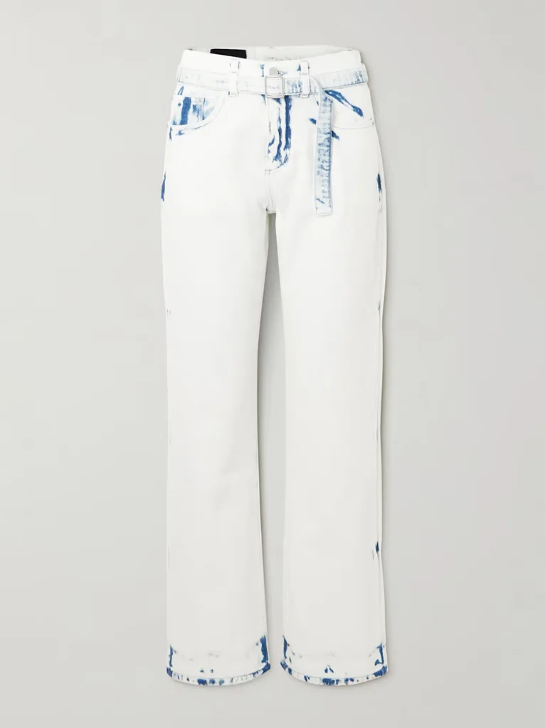 Ellsworth belted bleached low-rise straight-leg jeans.