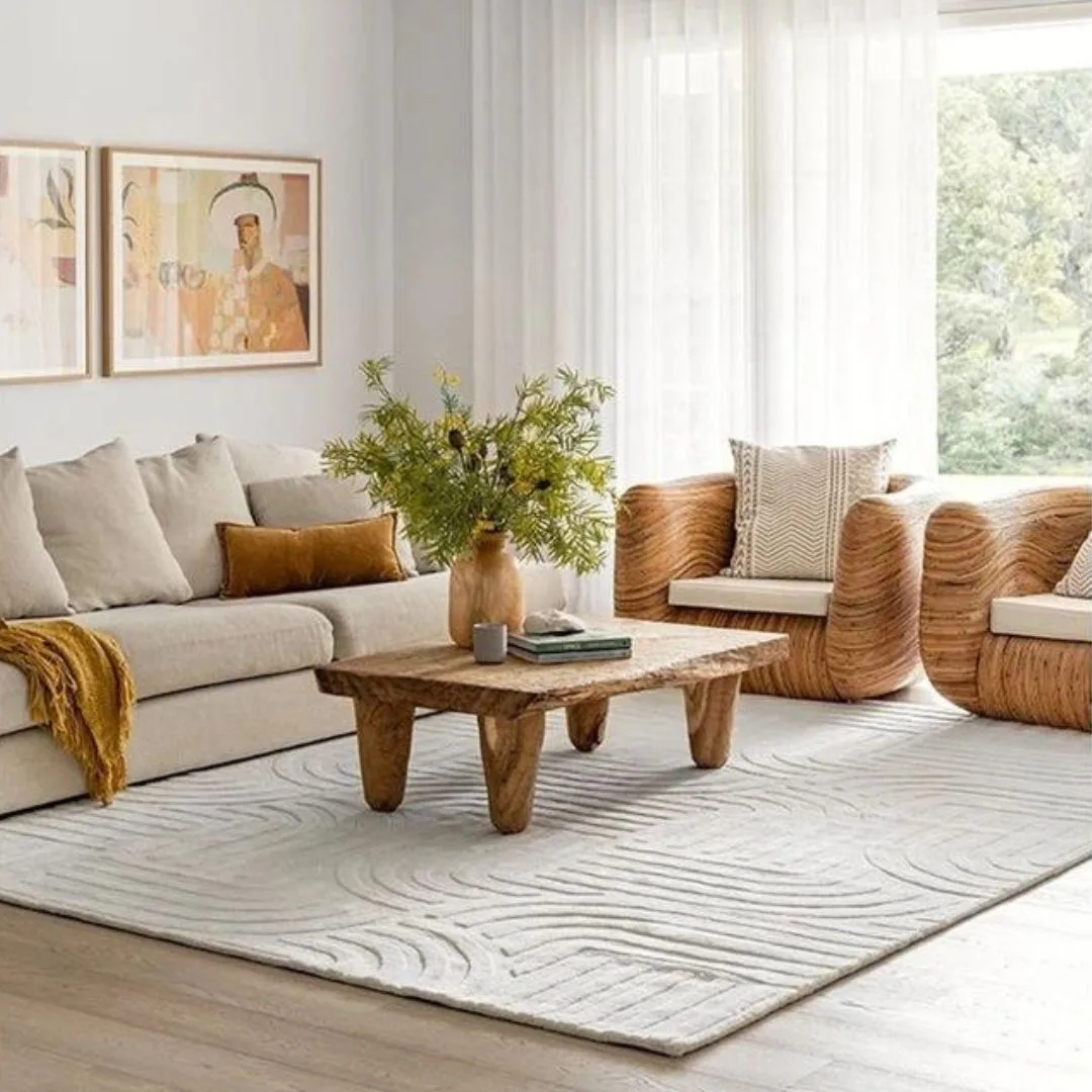 Darren Palmer Zen Rug in White. 