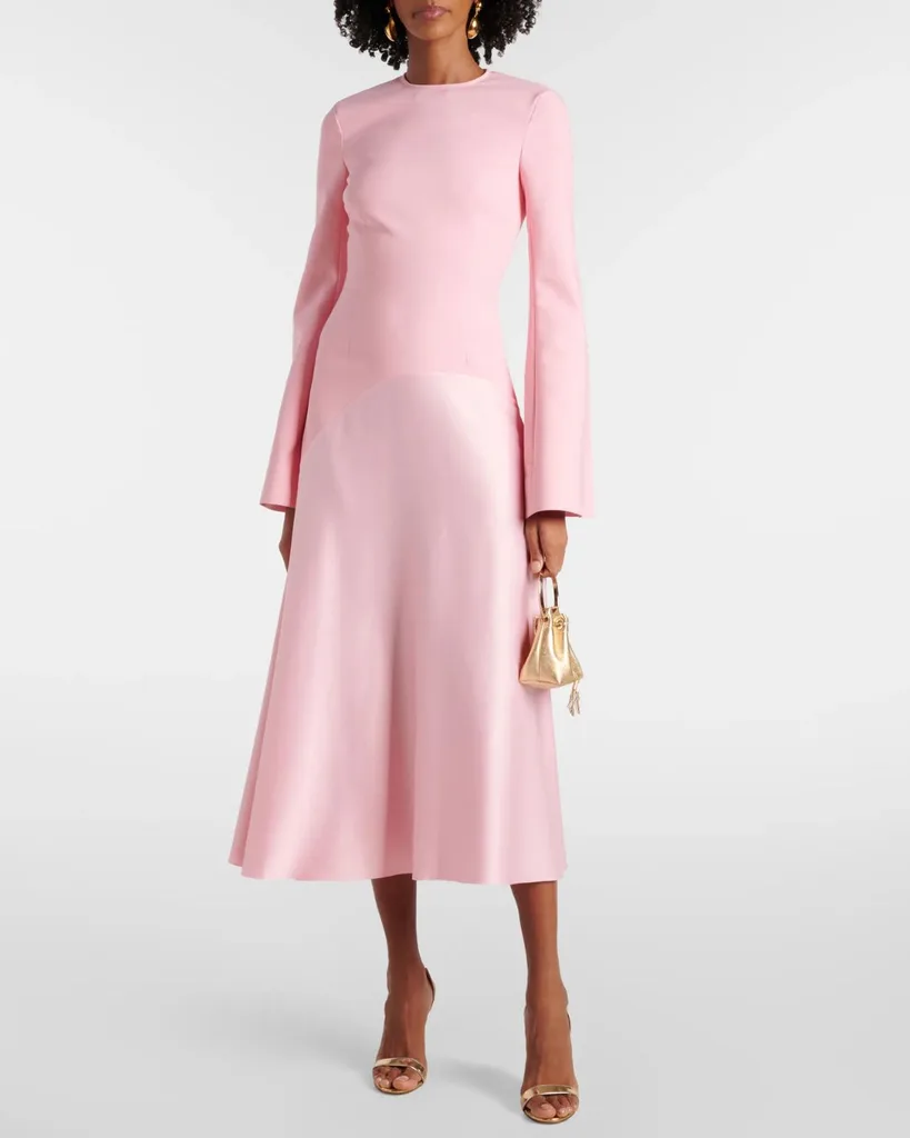 Solace London Gaia Crepe and satin midi dress