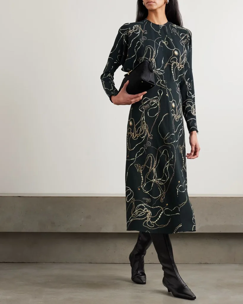 Victoria Beckham paneled printed crepe midi dress