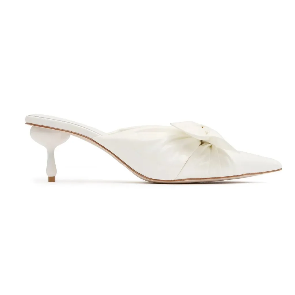 aje bow mule heel in white
