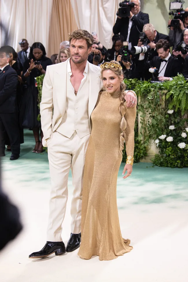 Chris Hemsworth and Elsa Pataky at the 2024 Met Gala: "Sleeping Beauties: Reawakening Fashion" held at The Metropolitan Museum of Art on May 6, 2024 in New York City. (Photo by Lexie Moreland/WWD via Getty Images)