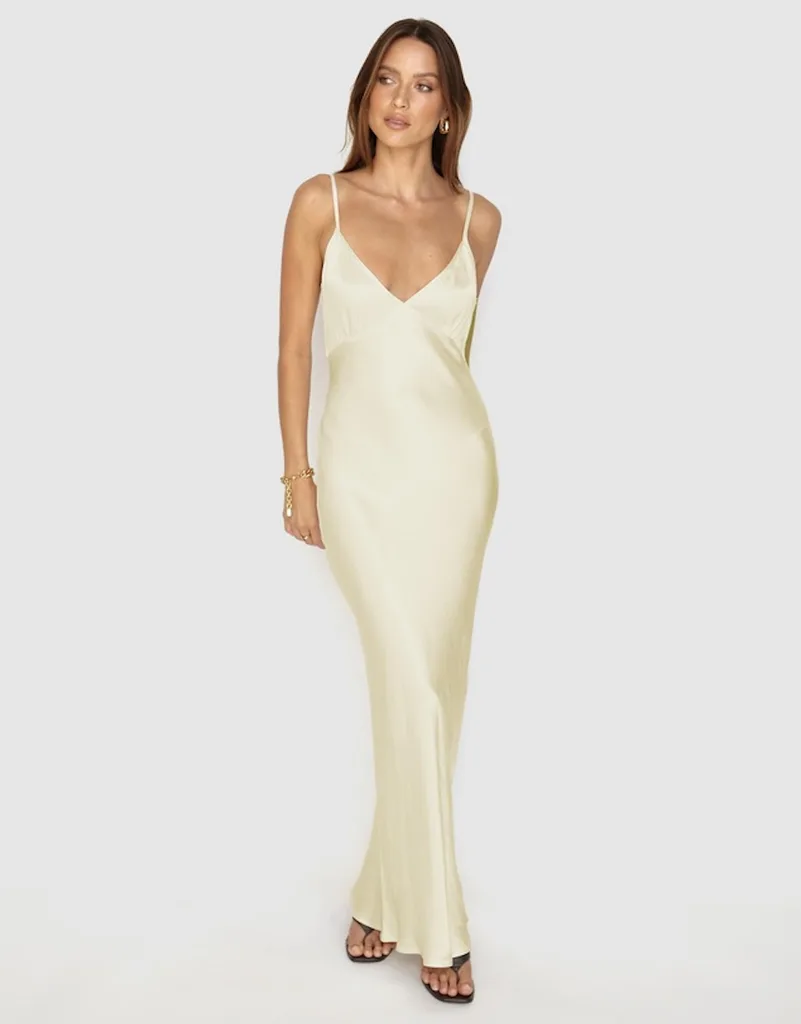 SNDYS Camilla Maxi Dress in Butter yellow.