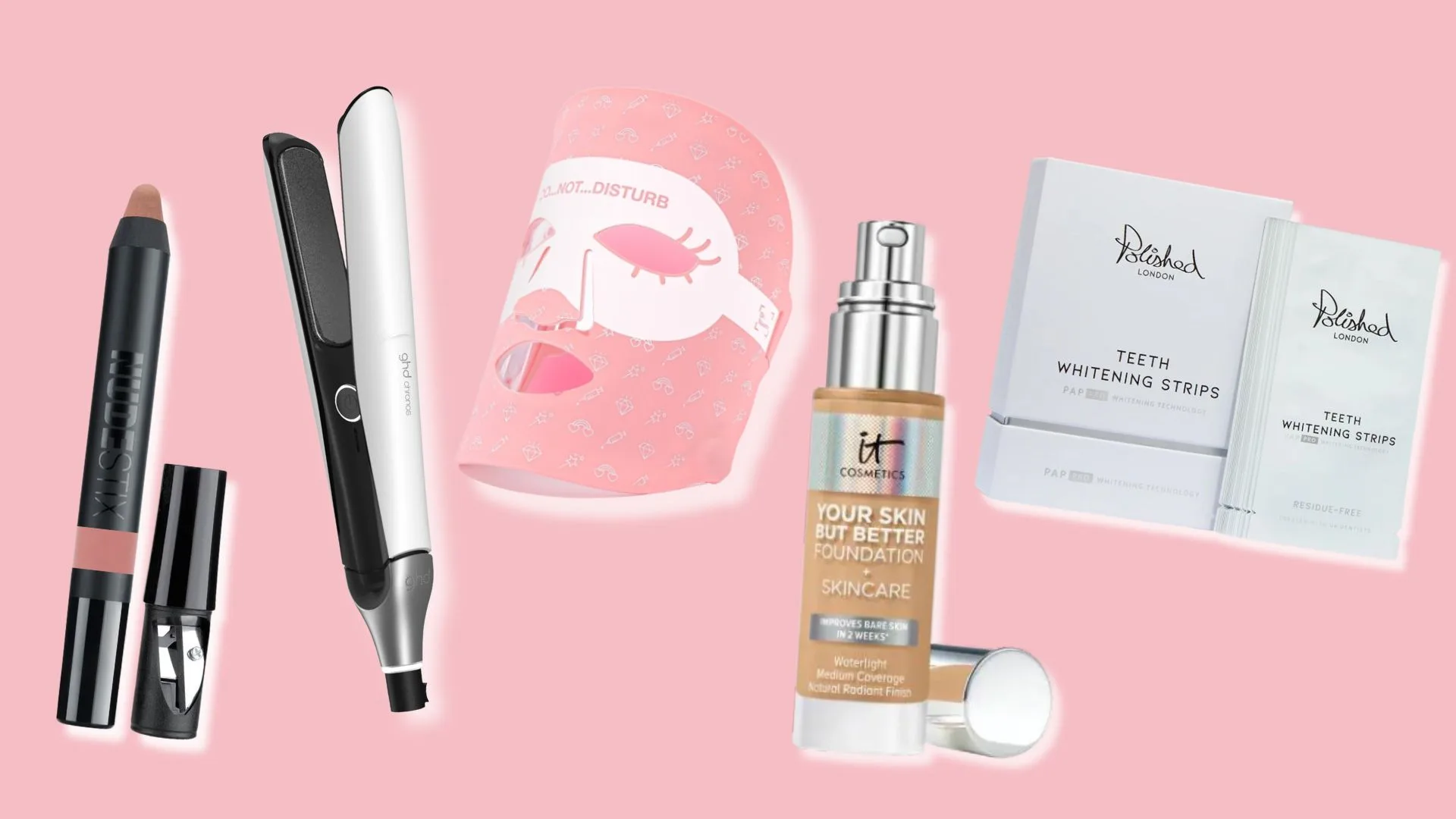 A round up of the best beauty products from the beauty sales in Australia right now include the Ghd, Chronos Hair Straightener, Polish Tooth Whitening Strips, Nudestix Intense Matte Lip + Cheek Pencils, Dr Naomi LED Let it Glow Mask and It Cosmetics, Your Skin But Better Foundation + Skincare