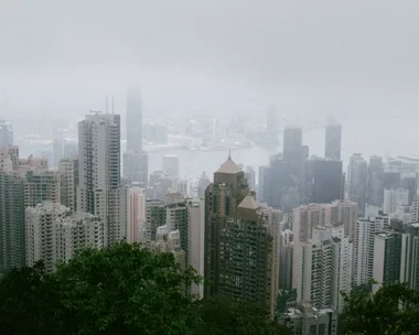 a view of the hong kong skyline