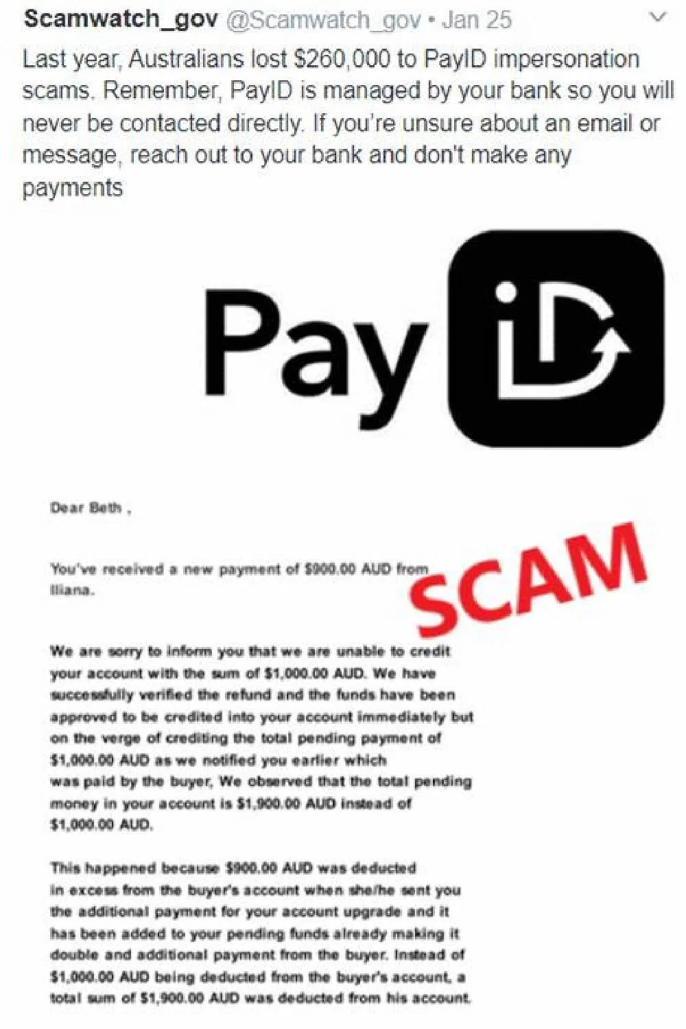 An example of a PayID scam.