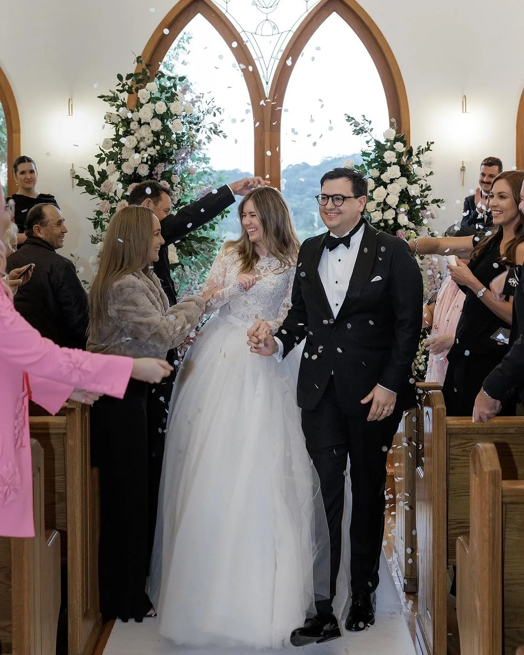 brittany higgins in her white bridal gown at wedding to david sharaz