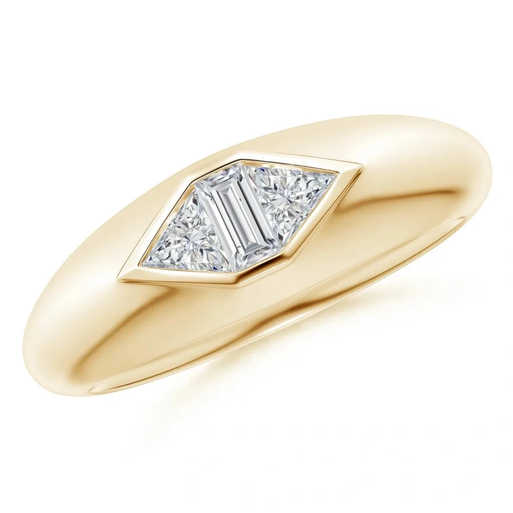 Bezel-Set Triangle and Baguette Diamond Signet Ring