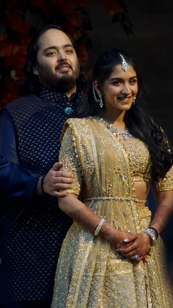 Anant Ambani and Radhika Merchant celebrate their engagement ceremony on January 19, 2023 in Mumbai, India