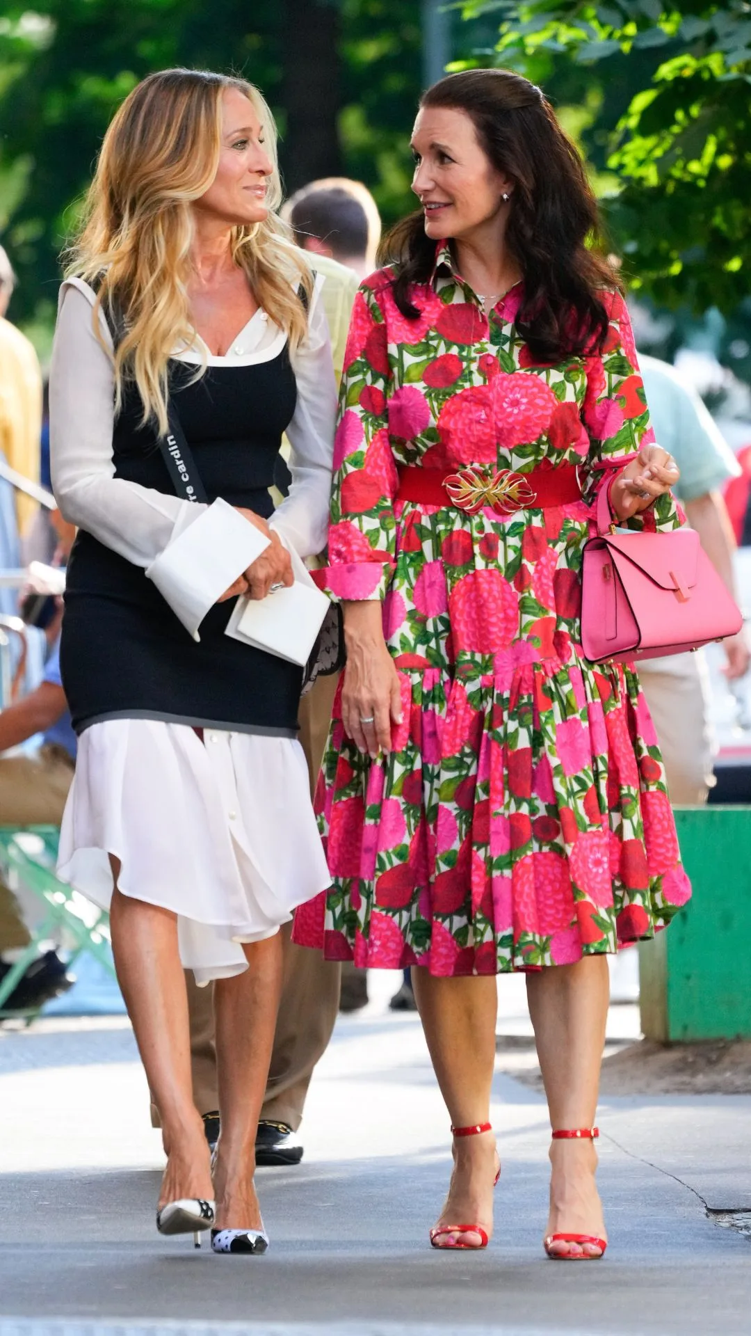 Sarah Jessica Parker and Kristin Davis are seen filming "And Just Like That..." on June 25, 2024 