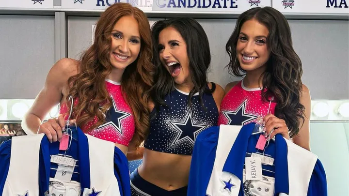 dallas cowboys cheerleaders charly, reece and kelly