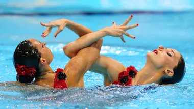 Ballestero Carbonell and Andrea Fuentes Fache of Spain compete in the Women's Duets Synchronised Swimming Free Routine Preliminary on Day 10 of the London 2012 Olympic Games at the Aquatics Centre on August 6, 2012 in London, England.