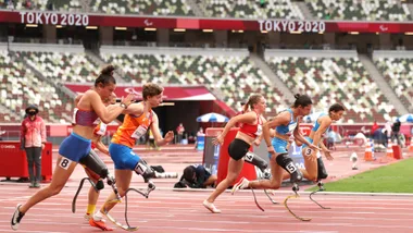 Monica Graziana Contrafatto of Team Italy competes in the Women's 100m - T63 Round 1 - Heat 1 on day 11 of the Tokyo 2020 Paralympic Games at Olympic Stadium on September 04, 2021 in Tokyo, Japan.