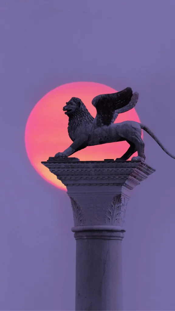 lion against the moon