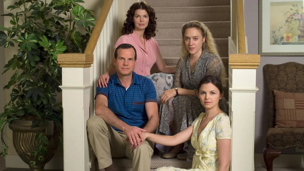 HBO series Big Love, which starred Bill Paxton as the head of a polygamist Mormon household made the Mormon practice of polygamy mainstream knowledge. Here Paxton is pictured with co-stars and on-screen "wives" Chloe Sevigny, Ginnifer Goodwin and Jeanne Tripplehorn. 