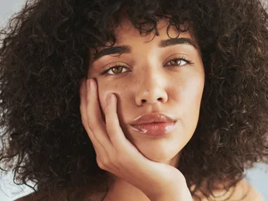 A close up of a woman's face