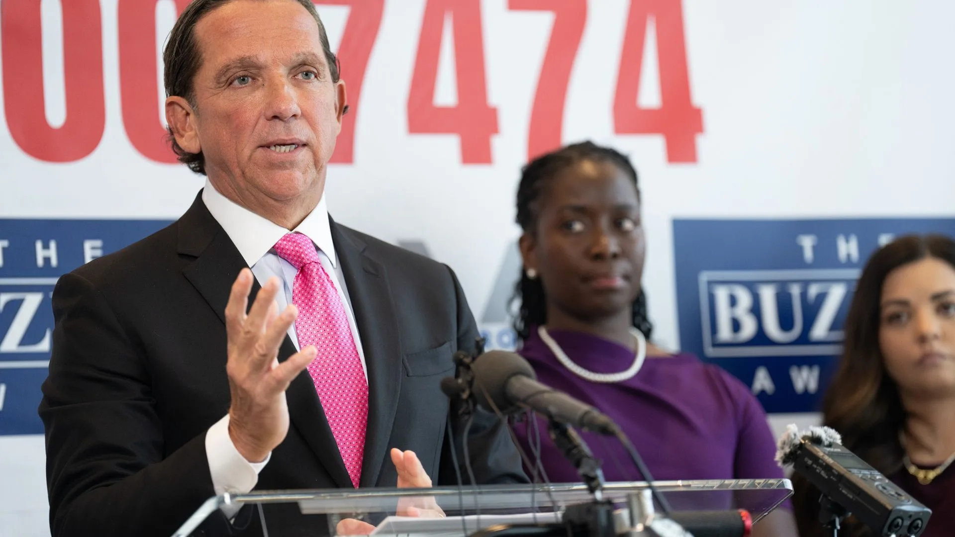 Houston lawyer Tony Buzbee holds a press conference at his office announcing the over 100 individual cases he has against Sean Diddy Combs