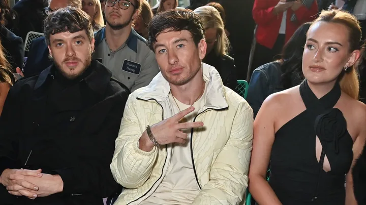 Jack Harlow, Barry Keoghan and Amelia Dimoldenberg attend the Burberry Summer 2025
