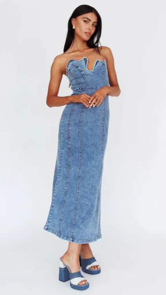 denim midi dress for spring