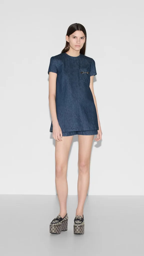 denim gucci mini dress for spring