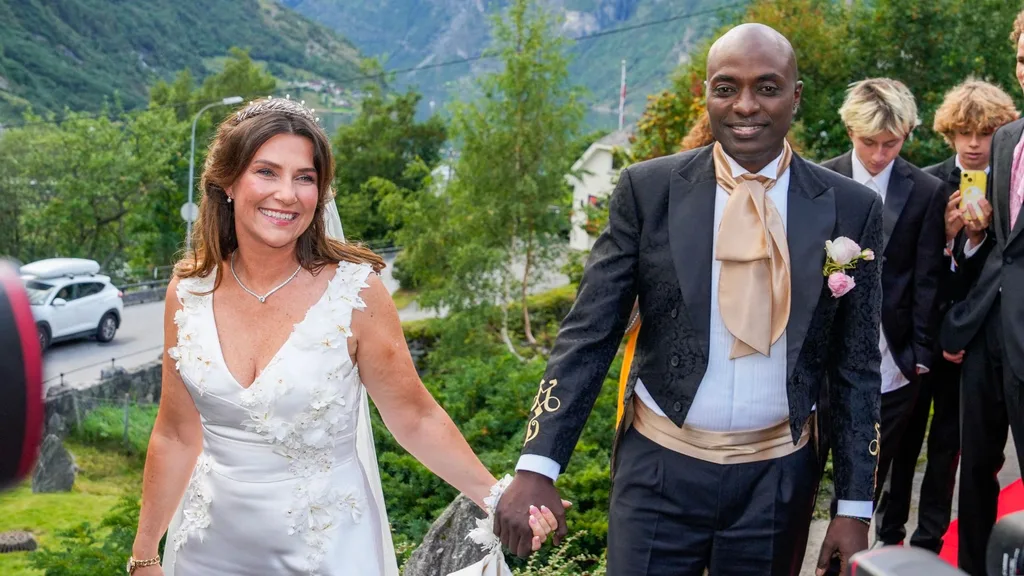 Princess Martha Louise at her wedding with husband shaman Durek Verrett.