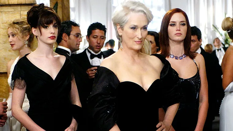 Meryl Streep, Anne Hathaway and Emily Blunt in iconic fashion workplace comedy The Devil Wears Prada