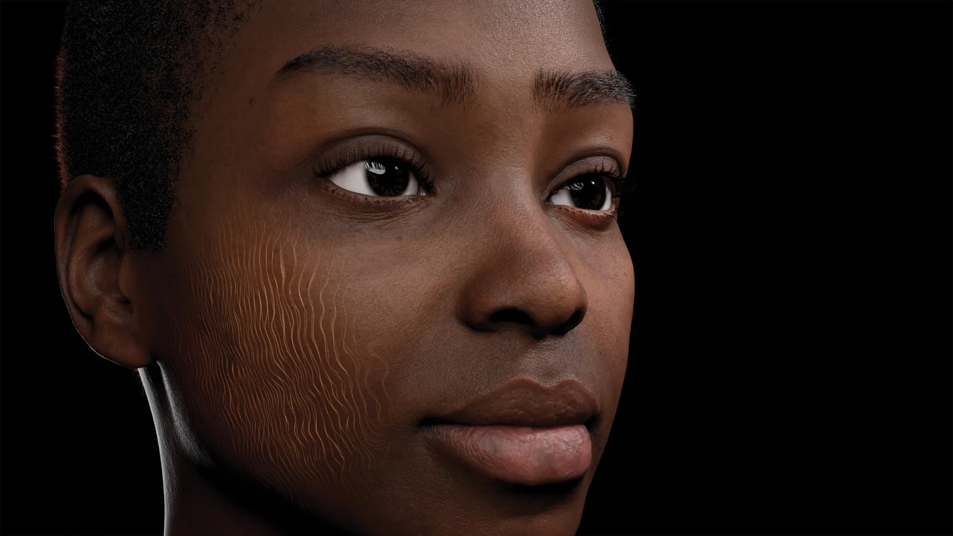 Close up shot of woman's face when using 3D mapping