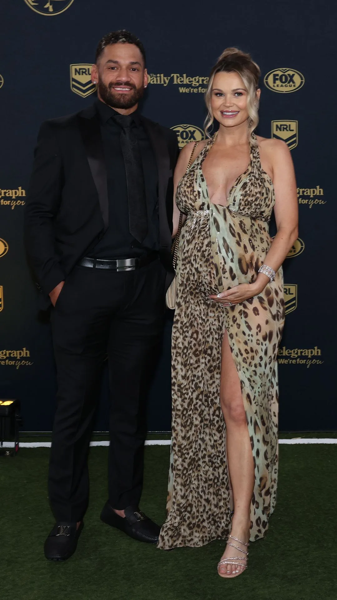 Apisai Koroisau of the Wests Tigers and Amy Koroisau