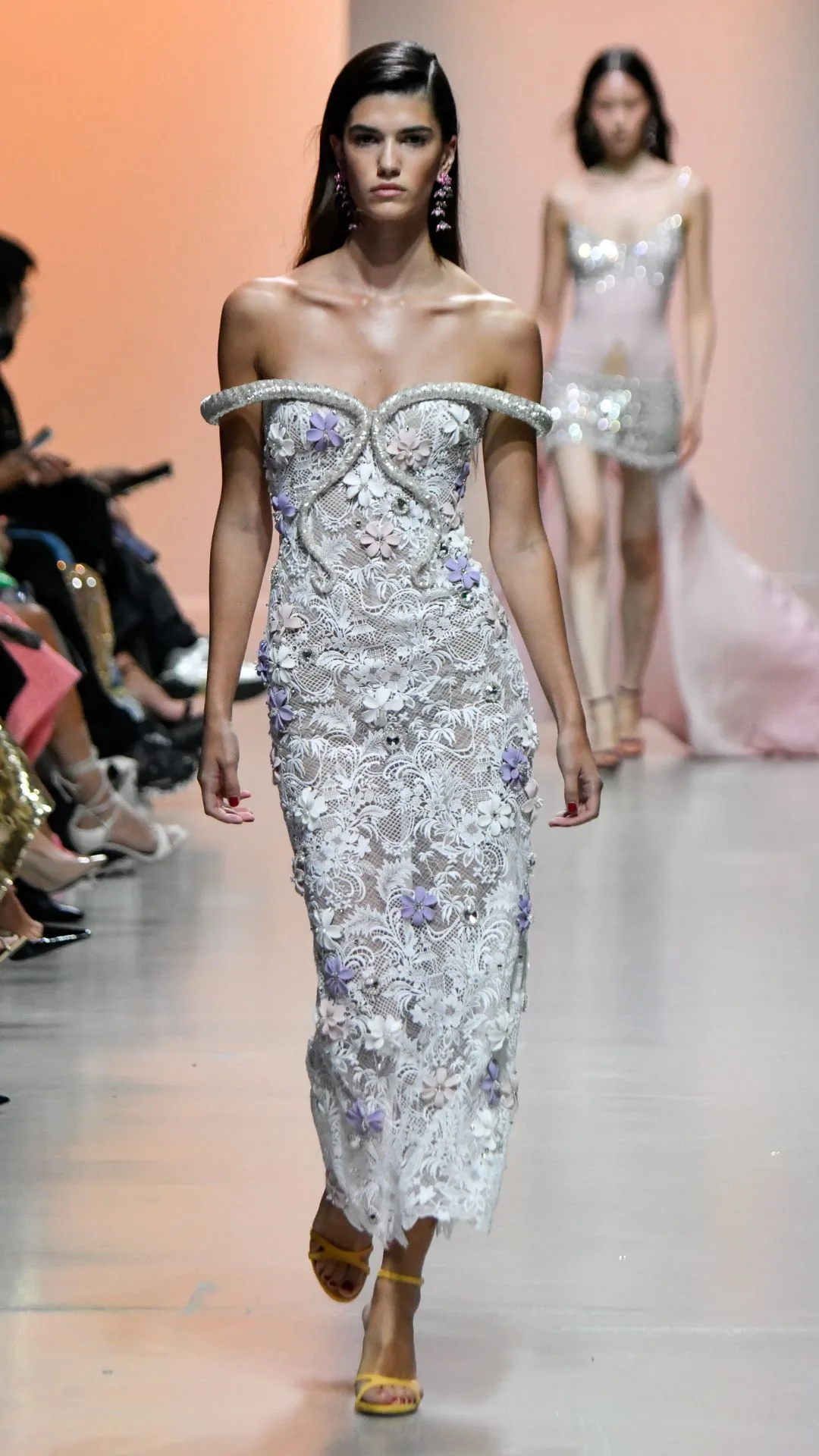 A model walks the runway during the Georges Hobeika Ready to Wear Spring/Summer 2025 fashion show as part of the Paris Fashion Week.