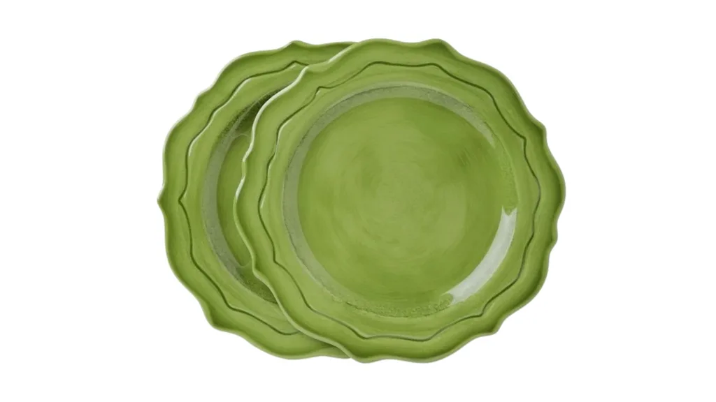 Heritage Positano Green Scalloped Dinner Plate 2 Pack in Green
