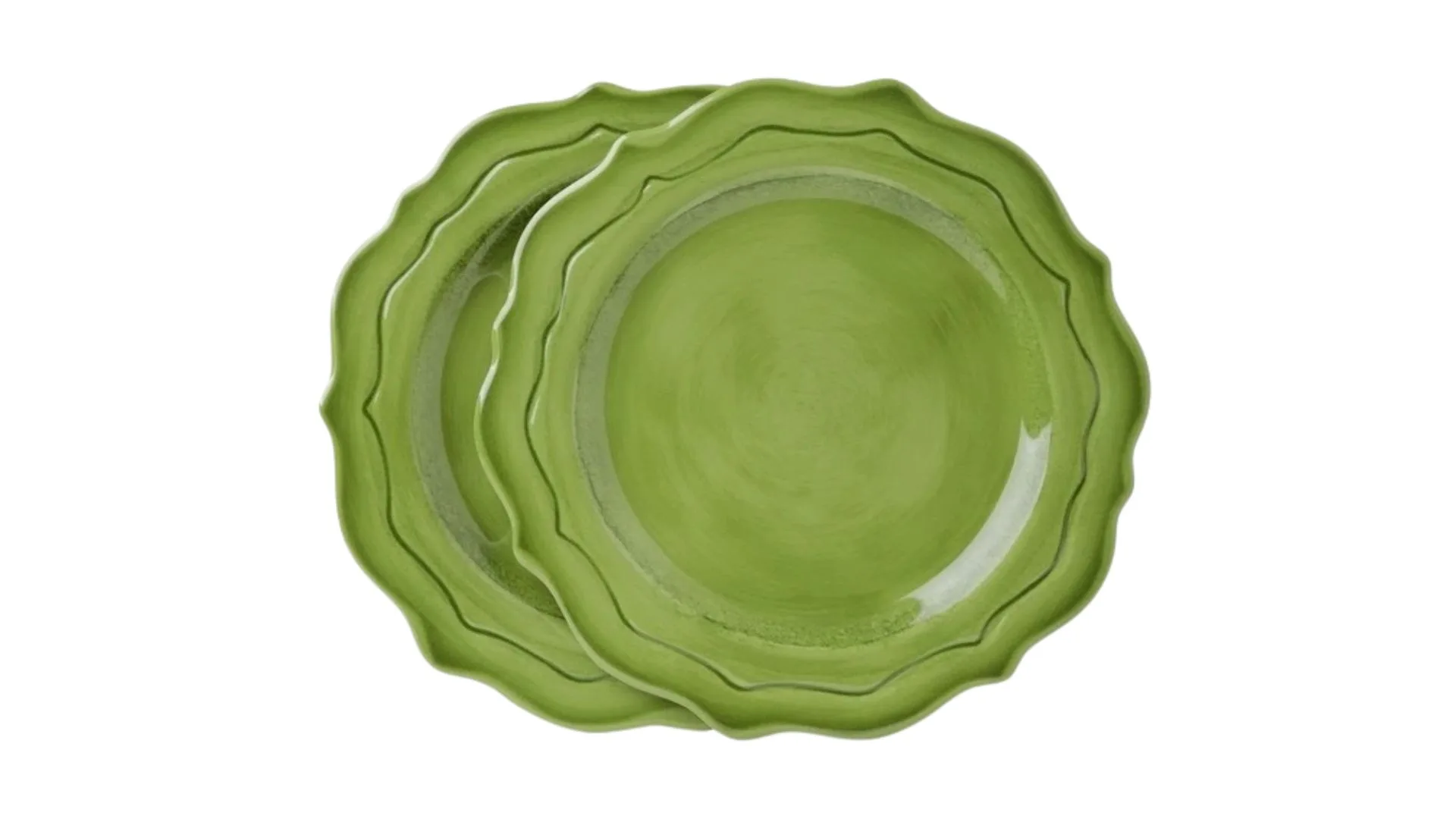 Heritage Positano Green Scalloped Dinner Plate 2 Pack in Green