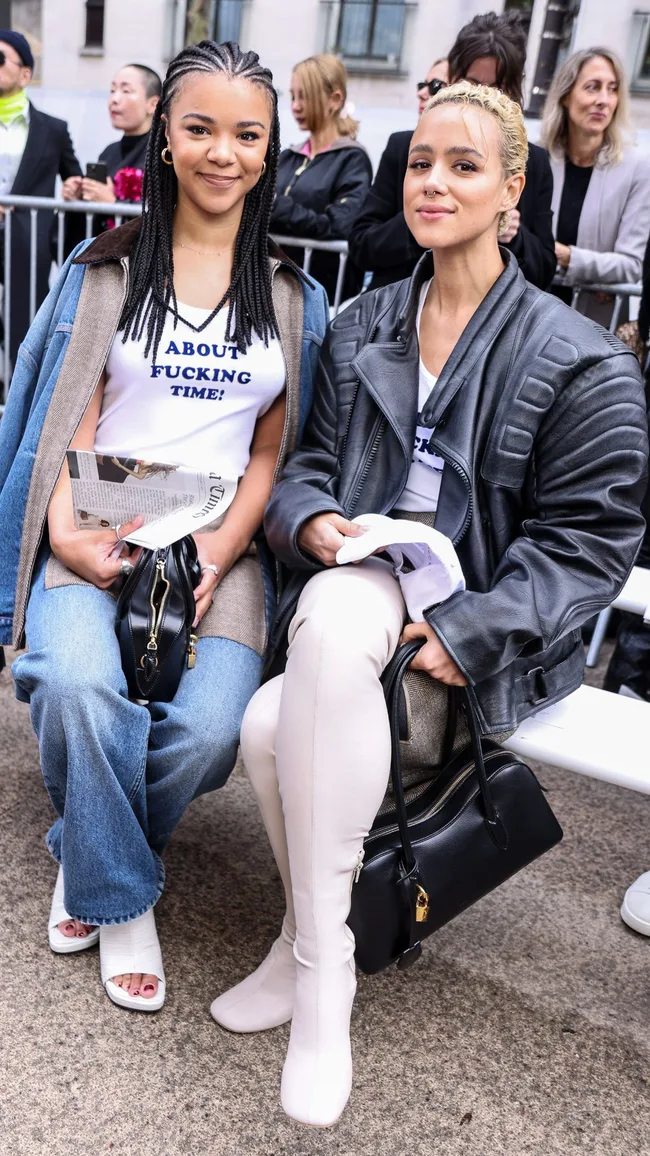 India Amarteifio and Nathalie Emmanuel attend the Stella McCartney Paris Womenswear Spring-Summer 2025 show