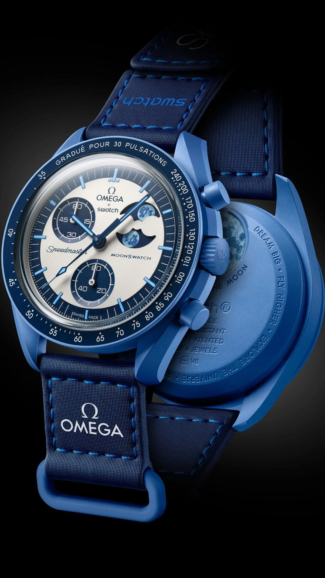 Moonswatch Mission To The Super Moon Phase watch by Omega x Swatch