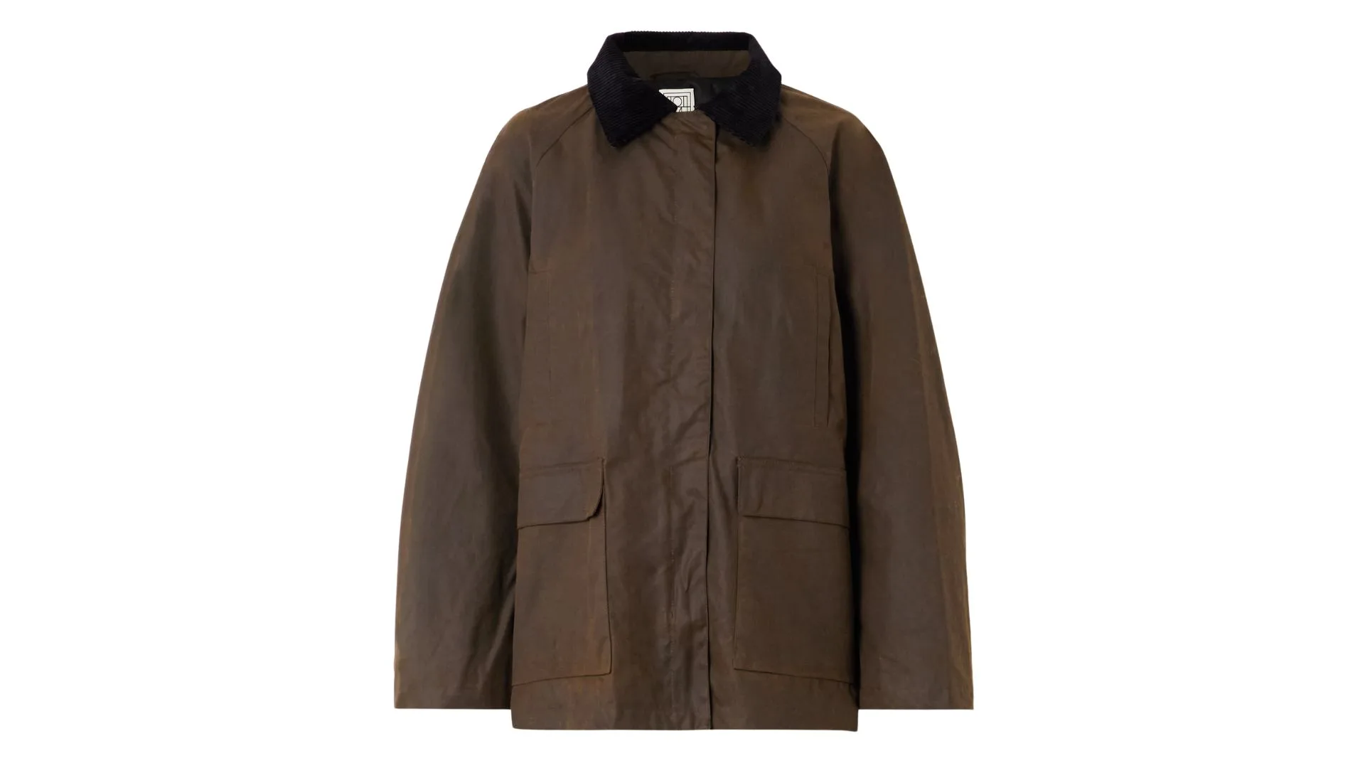 Toteme oversized corduroy-trimmed waxed organic cotton womens barn jacket