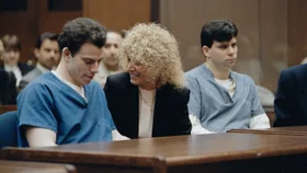 Trial of the Menendez brothers in Los Angeles - From left to right : Erik Menendez with his attorney : Leslie Abramson and his brother Lyle Menendez