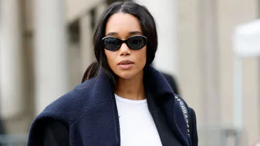 Laura Harrier wearing sunglasses