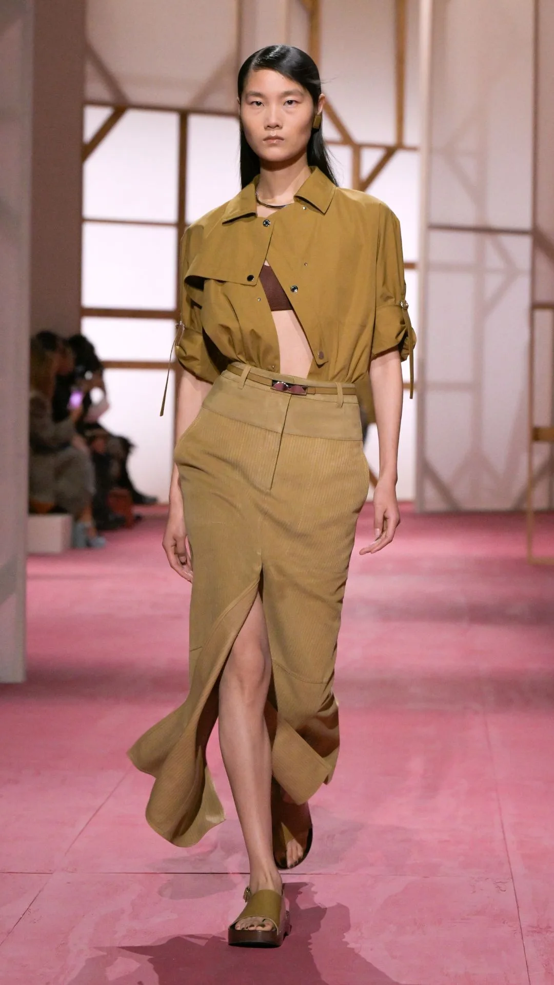 suede on the heremes runway