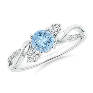 Aquamarine and Diamond Twisted Vine Engagement Ring