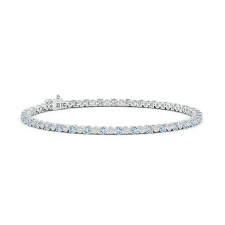 Aquamarine and Illusion Diamond Tennis Bracelet