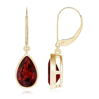 Bezel-Set Pear Garnet Leverback Drop Earrings