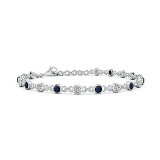 Bezel-Set Round Blue Sapphire and Diamond Tennis Bracelet