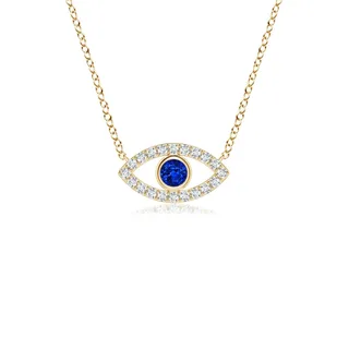 Blue Sapphire Evil Eye Pendant With Diamond Accents