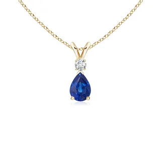 Blue Sapphire Teardrop Pendant with Diamond