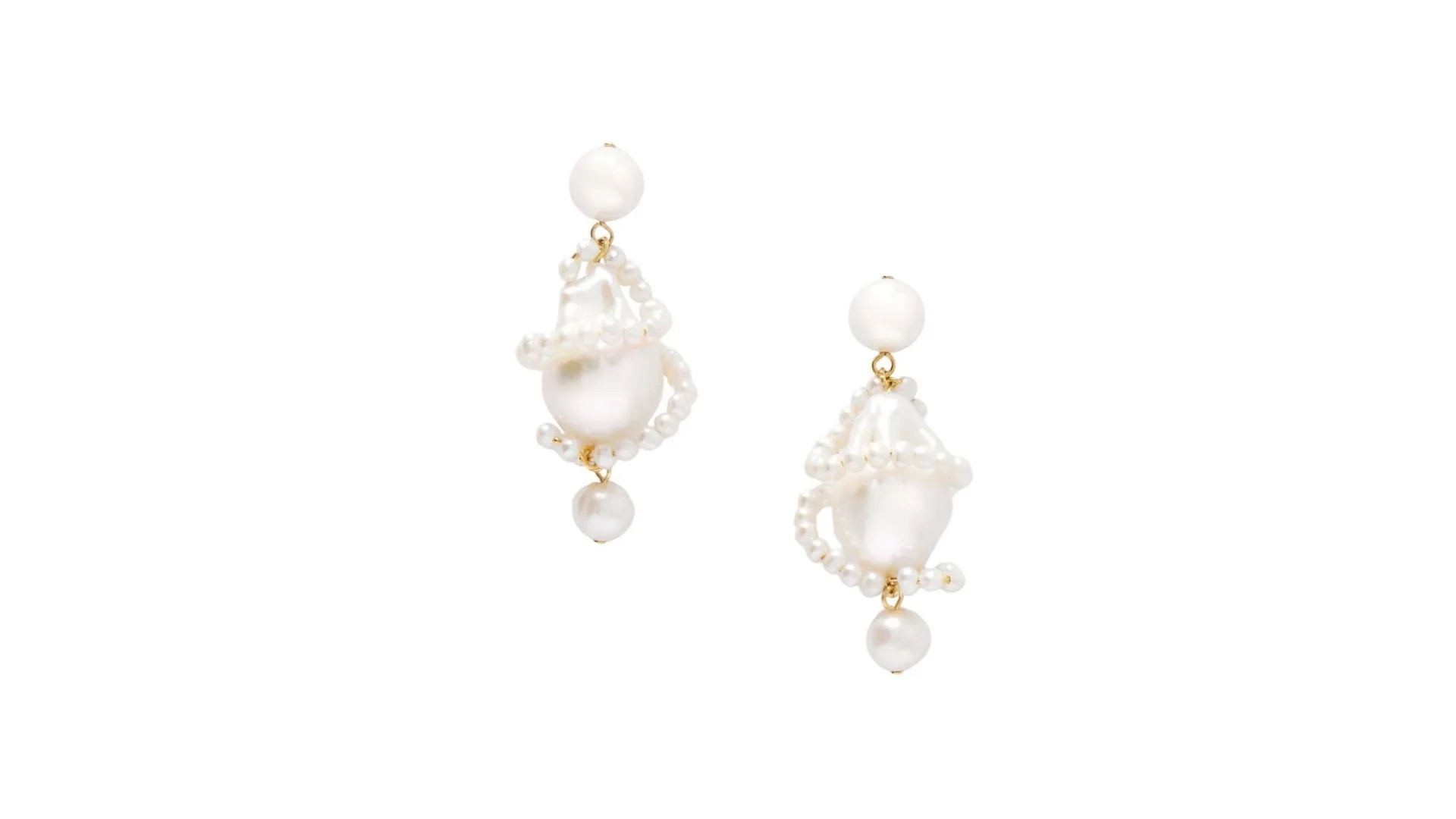 Completedworks Carvings recycled gold vermeil pearl earrings