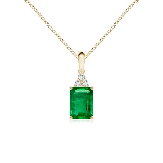 Emerald-Cut Emerald Pendant with Diamond Trio