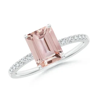 Emerald-Cut Morganite Engagement Ring with Diamonds