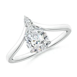 Lab-Grown Prong-Set Pear Diamond Chevron Engagement Ring